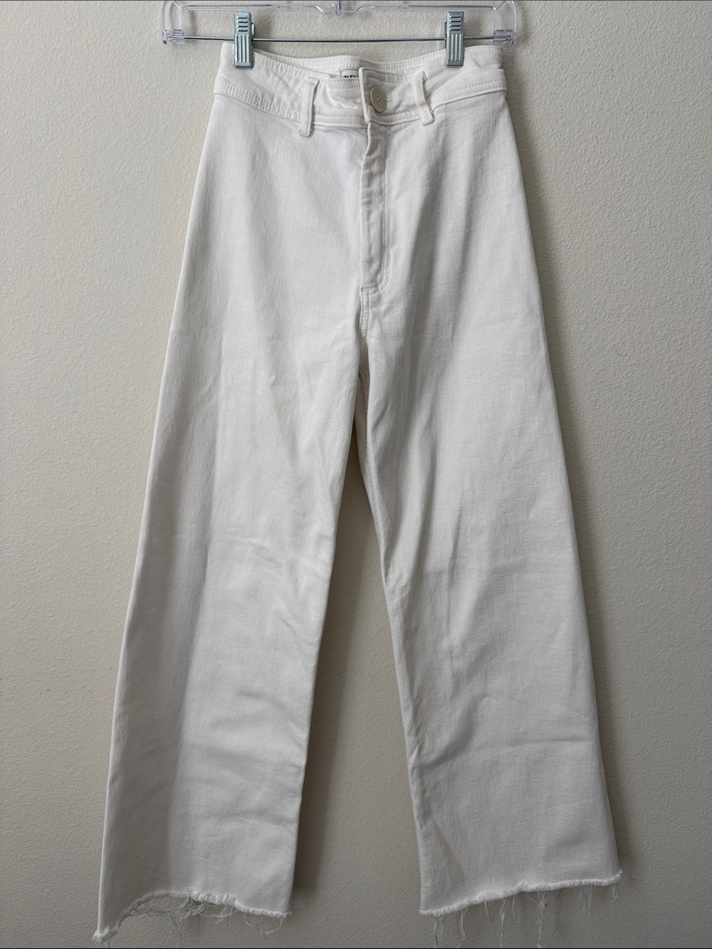 Zara Marine Straight High Rise White Denim